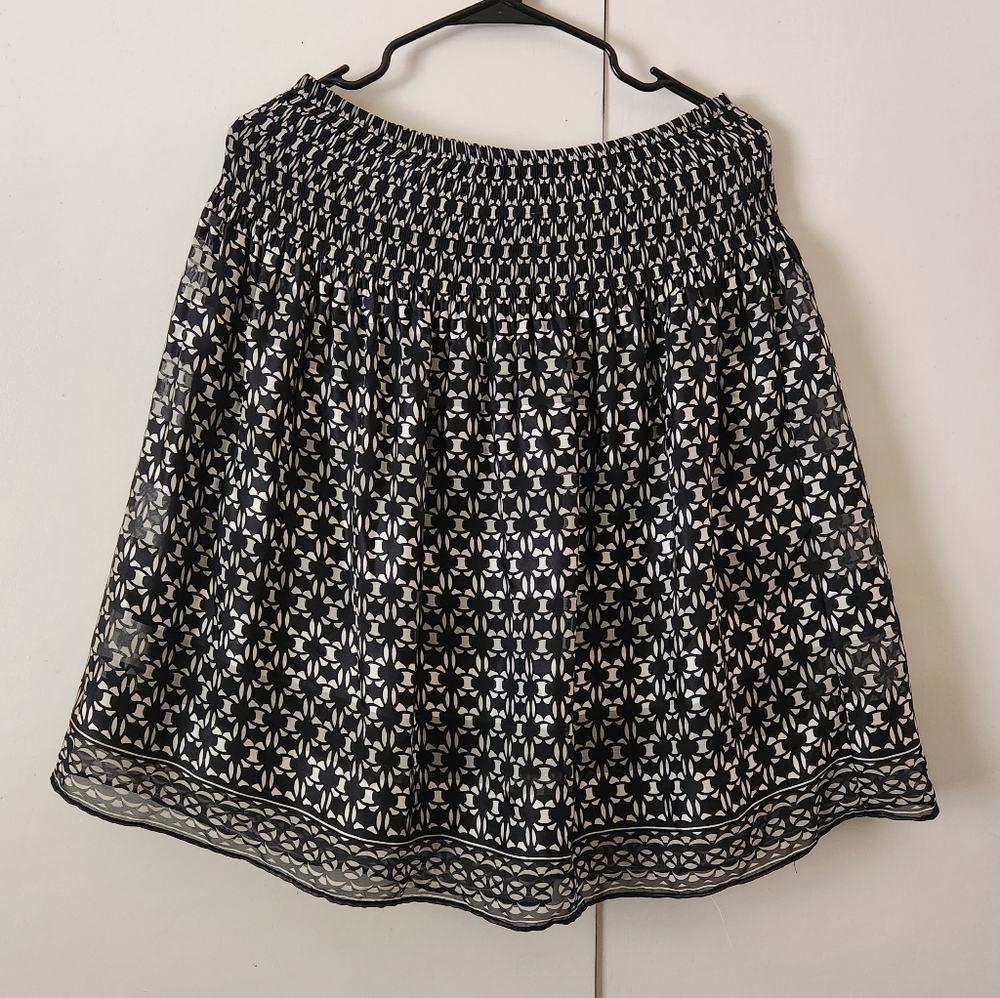 Max Studio Gathered Top A Line Skirt, Size L, Color Blk, Cream, Gray